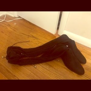 Black over the knees wide boots